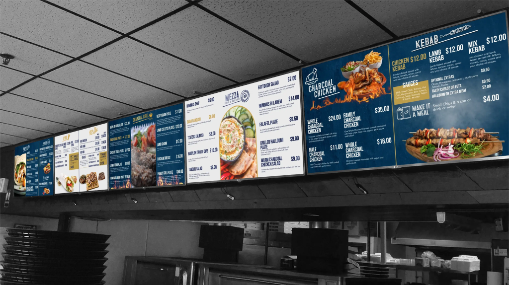 Retail digital menu board header