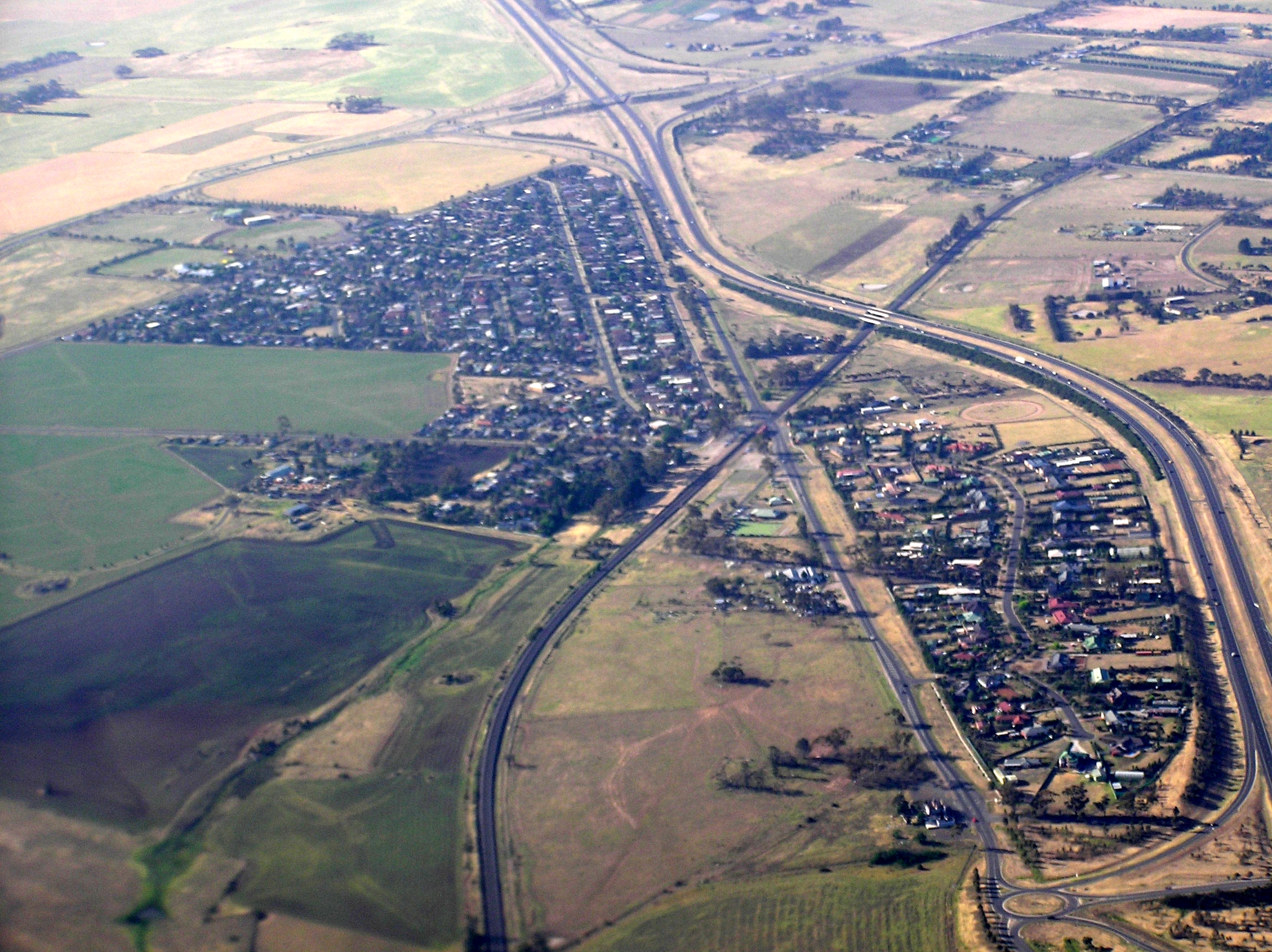 Aerial view of Diggers Rest, northwest Melbourne